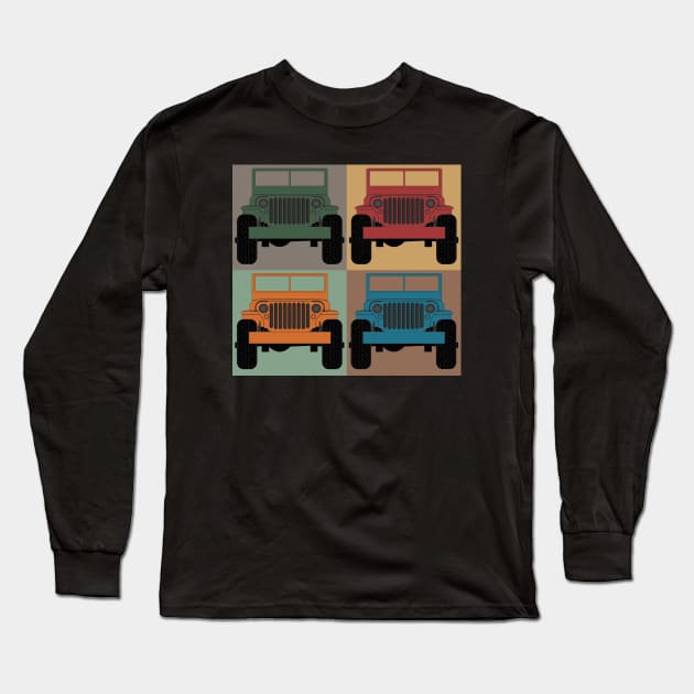 Pop Art Jeeps Long Sleeve T-Shirt by SunGraphicsLab